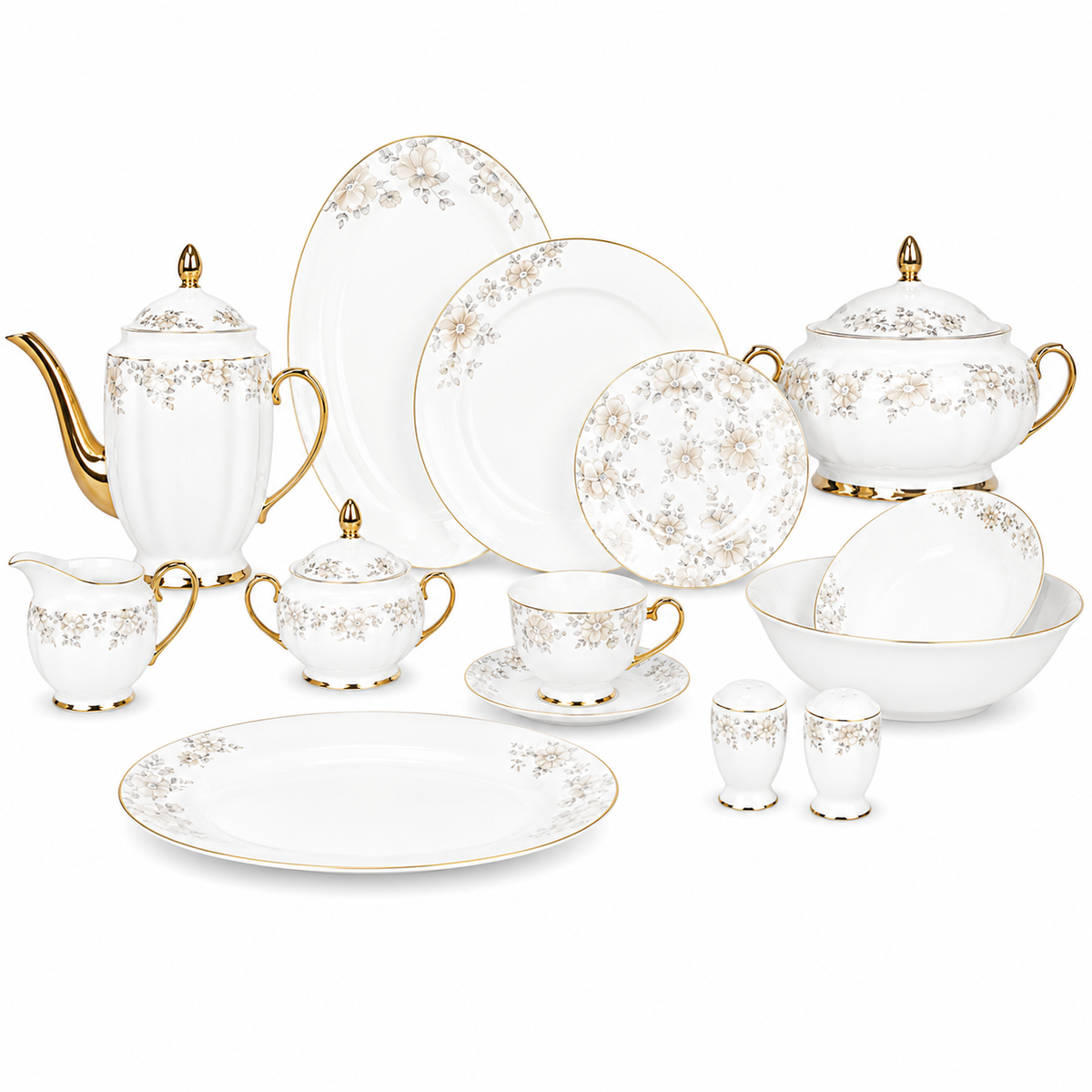 Premium 65-Piece Dinner Set | Sophisticated Dining & Serving Collection
