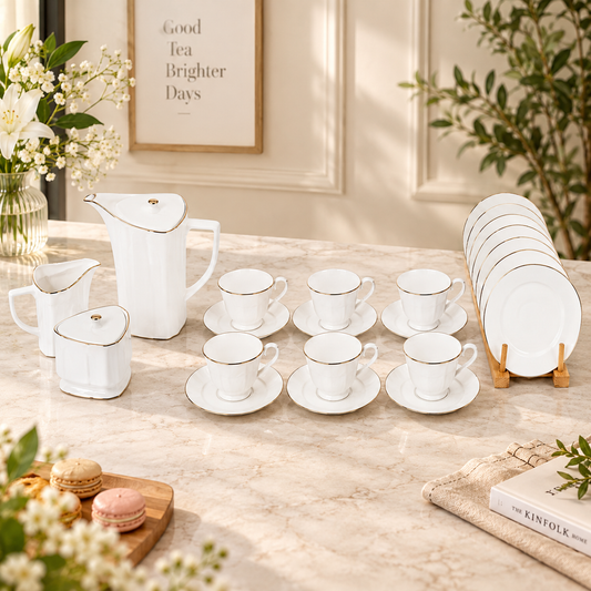 24 Pcs White & Gold Tea Set