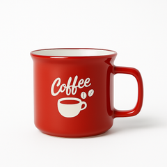 Red Ceramic Coffee Mug – Vintage Style Cup with “Coffee” Print