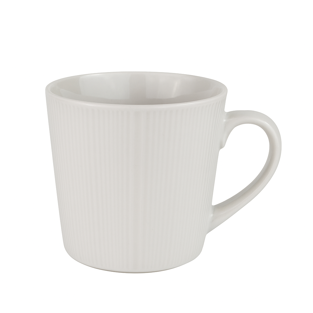 Classic White Textured Mug – Elegant Ceramic Cup for Everyday Use