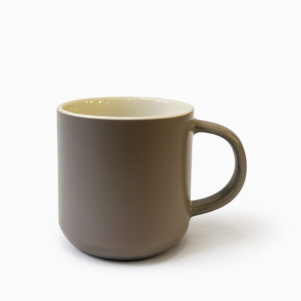 Matte Taupe Ceramic Mug – Modern Round Coffee & Tea Cup