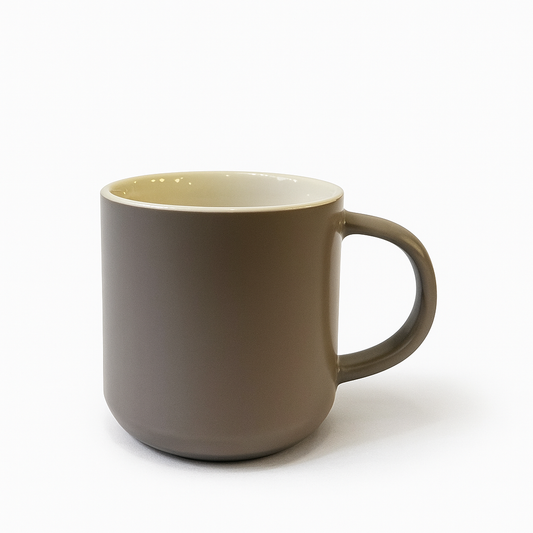 Matte Taupe Ceramic Mug – Modern Round Coffee & Tea Cup