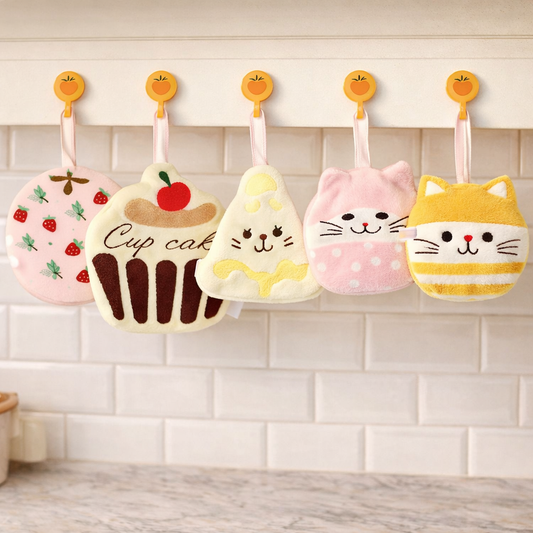 Cartoon Style Hanging Kitchen Towel – Cute Absorbent Hand Towel for Kitchen & Bathroom