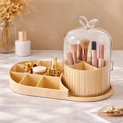 Rotating Brush Holder with Cosmetic Organiser – Makeup & Vanity Storage Stand