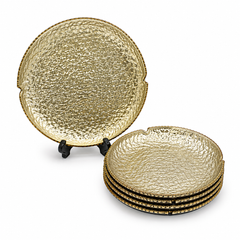 7 Pcs Cake Set – Textured Serving Plate Set in Black, Iridescent, Green, Grey, Pink, Amber, Brown, Red, Golden & Clear