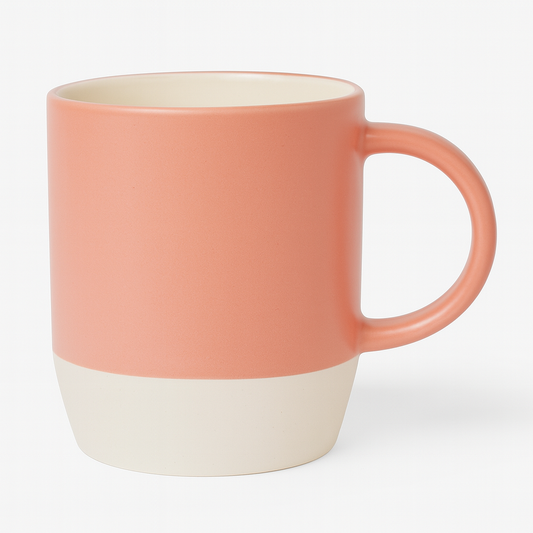 Peach & Cream Ceramic Mug – Dual-Tone Modern Coffee & Tea Cup