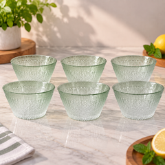 6 Pcs Elegant Set Green Textured Fruit Serving Bowl Set