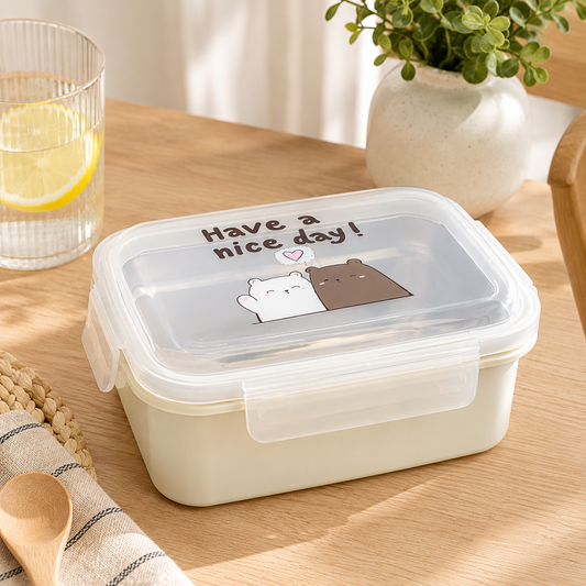 Have a Nice Day Stainless Steel Lunch Box with Spoon | Leakproof Food Storage Container for Office, School & Travel | Reusable Bento Lunch Box