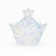 Iridescent Multi-Colour Crystal-Style Candy Jar with Lid – Decorative Glass Sweet Holder
