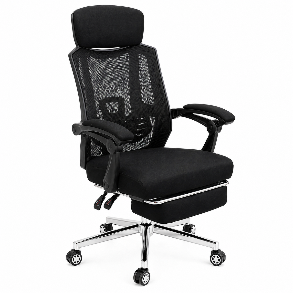 Taurus Executive Office Chair in Black Mesh with Adjustable Headrest, Cushioned Seat & Ergonomic Support – Premium Workstation Seating - Habitt