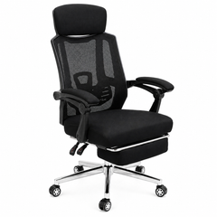 Taurus Executive Office Chair in Black Mesh with Adjustable Headrest, Cushioned Seat & Ergonomic Support – Premium Workstation Seating - Habitt