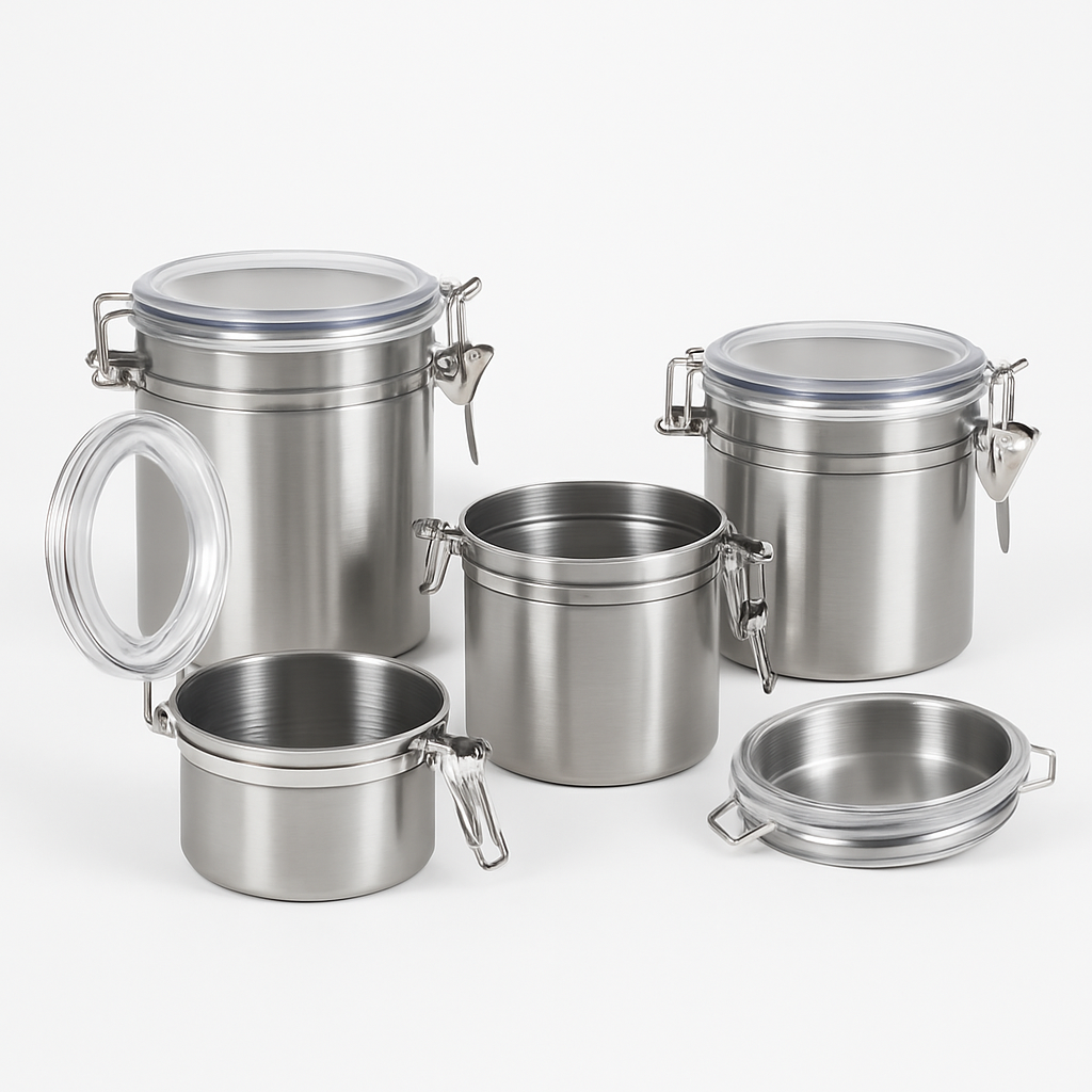4-Piece Stainless Steel Airtight Canister Set