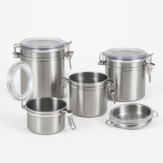 4-Piece Stainless Steel Airtight Canister Set