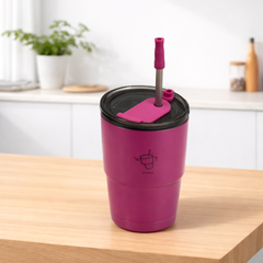 Vacuum Tumbler 450ML – Insulated Travel Mug with Lid & Straw (White, Green, Light Blue, Black, Red) - Habitt