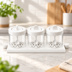 3-in-1 Masala Jar with Spoon & Tray | Spice Storage Set