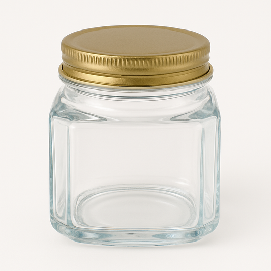 Multi-Purpose Jar – Clear Glass with Golden Lid