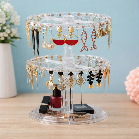 Multifunctional Jewelry Storage Rack – Rotating Earrings & Accessories Organizer Stand