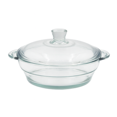 Clear Glass Casserole with Lid – Heat-Resistant Round Cooking & Serving Dish (750 ml / 1 L / 1.5 L)