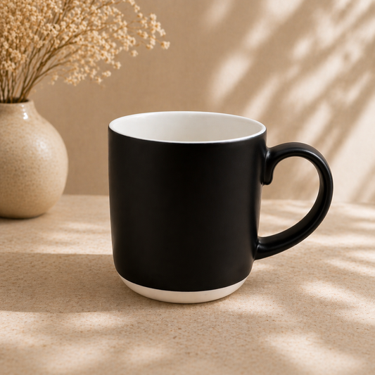 Black Coffee Mug – Minimalist Dual Tone Ceramic Tea & Coffee Cup - Habitt