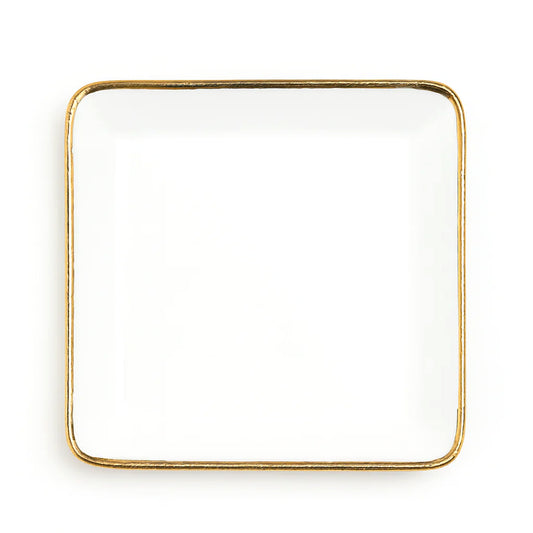 8" Deep Square Plate with Gold Rim – Elegant Ceramic Dinnerware