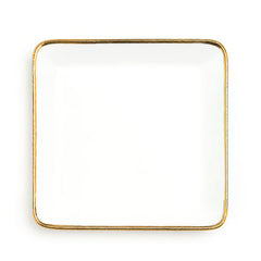 8" Deep Square Plate with Gold Rim – Elegant Ceramic Dinnerware