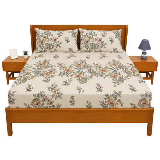 Floral Printed Double Bed Sheet