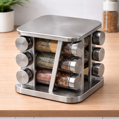 Masala Jar 16-Piece Square Set Spice Organizer Rack  Premium Spice Organizer Rack - Habitt