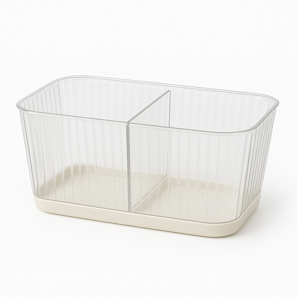 Spoon Rack Plastick Acrylic Spoon & Utensil Rack – Dual Compartment Organizer - Habitt