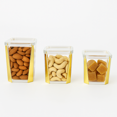 1Pc Acrylic Jar – Small, Medium & Large | Transparent Storage Container with Gold Design