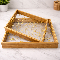 Luxury 2-Piece Square Acrylic Tray Set – Elegant Decorative Serving & Organizer Trays - Habitt