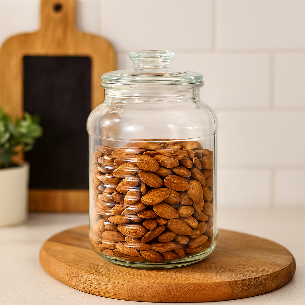 Clear Pressed-Glass Storage Jar with Lid – 2200 ml Airtight Kitchen Container