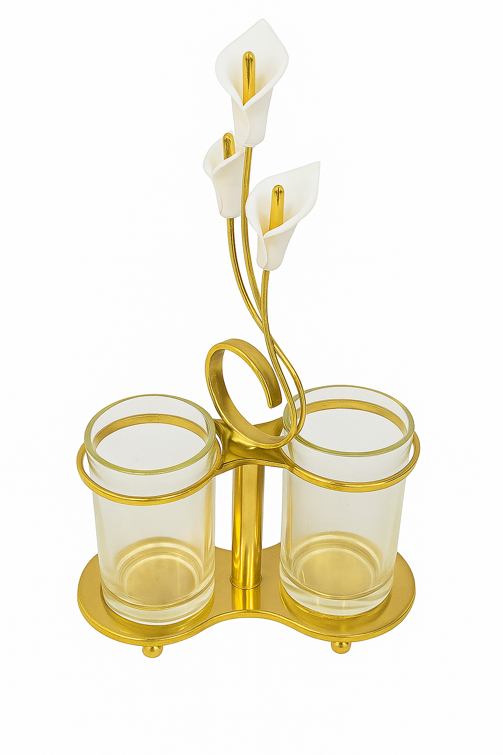 Elegant Gold Flower Cutlery Holder – 2 Pieces