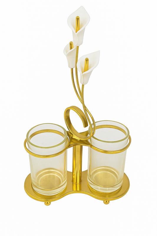 Elegant Gold Flower Cutlery Holder – 2 Pieces