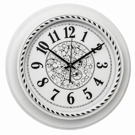 Heritage Gear 18-Inch Vintage Farmhouse Wall Clock – Decorative Distressed White Metal Wall Clock with Classic Dial for Living Room, Kitchen & Home Décor - Habitt