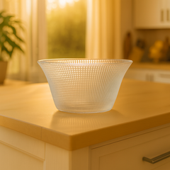 Deli Glassware Textured Clear Glass Bowl Set – 3 Pieces, 223 mm Diameter