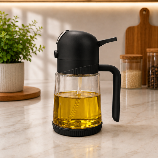 Premium Oil Dispenser Bottle with Handle – Black Kitchen Oil Pourer - Habitt