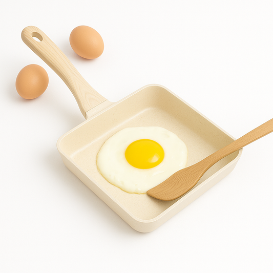 Non-Stick Square Frying Pan – Wooden Handle Cookware for Everyday Cooking