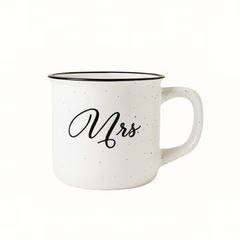 White Speckled “Mrs.” Ceramic Mug – Rustic Chic Coffee & Tea Cup