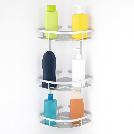3-Tier Aluminum Corner Shower Shelf – Rustproof Bathroom Organizer