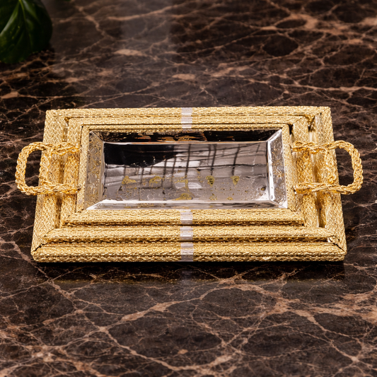Luxury Tray Set 3PCS – Gold Decorative Serving Trays with Handles - Habitt