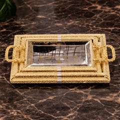 Luxury Tray Set 3PCS – Gold Decorative Serving Trays with Handles - Habitt