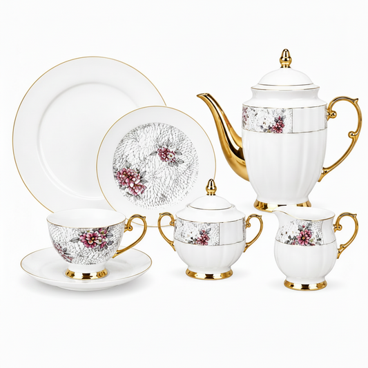 Premium 24-Piece Tea Set | Stylish Tea Serving & Entertaining Collection