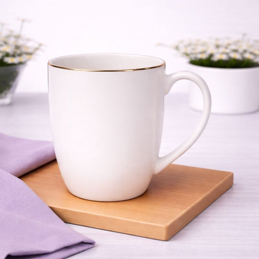 White Bone China Mug with Gold Rim – GGK D#4