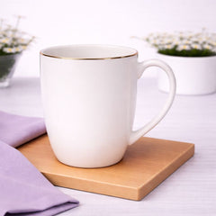White Bone China Mug with Gold Rim – GGK D#4