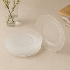 Clear Swirl-Pattern Pressed-Glass Dessert Plate Set – 6 Pieces, 194 mm Diameter - Habitt