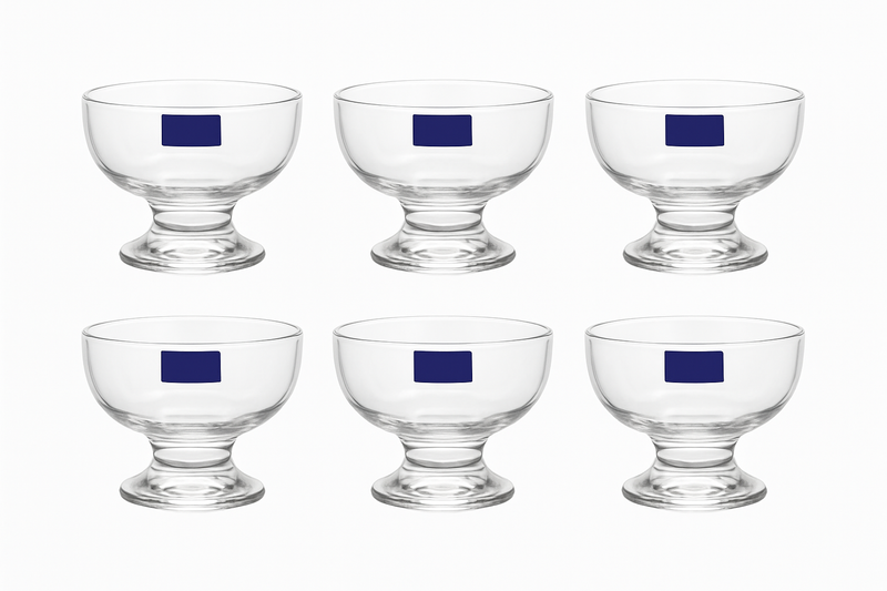 Clear Pressed-Glass Ice Cream Cups – 6-Piece Footed Dessert Set, 225 ml Capacity - Habitt