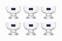 Clear Pressed-Glass Ice Cream Cups – 6-Piece Footed Dessert Set, 225 ml Capacity