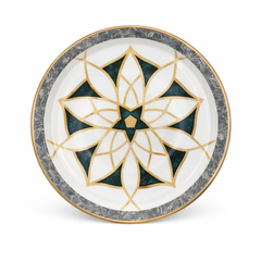 Elegant Green & Gold Design Dinner Plate – 8 Inch Decorative Single Plate