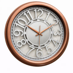 Heritage Cambridge Wall Clock 15 x 15 Inch – Vintage Copper Finish with Raised Numerals (Plastic)