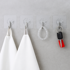 1Pc Self-Adhesive Plastic Wall Hooks – Heavy-Duty Transparent Hooks for Kitchen, Bathroom &amp; Office | Reusable Waterproof Wall Hangers (Set of 10)